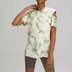 Lululemon All Yours Cut Out Tee Tie Dye Marble Wash Sage Green